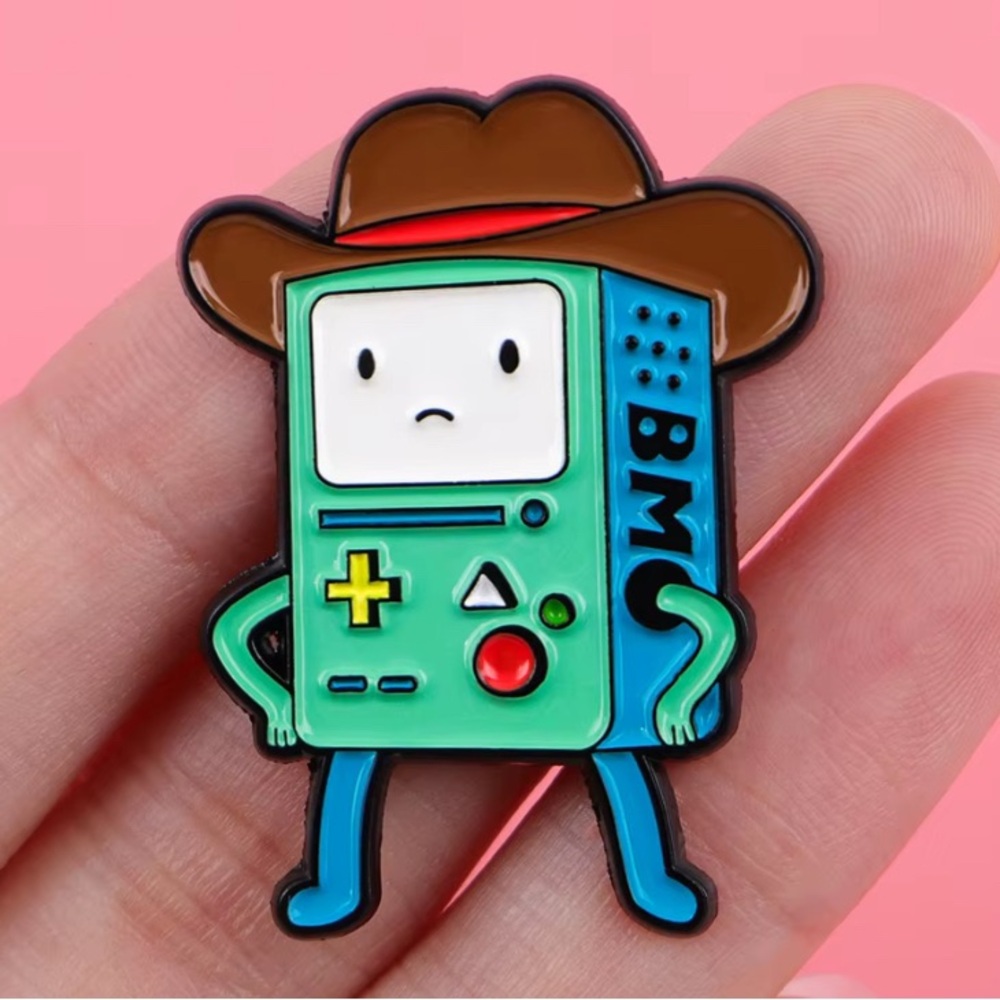 Adventure Time - BMO Cowboy Robot Enamel Pin with brown hat - NWOT